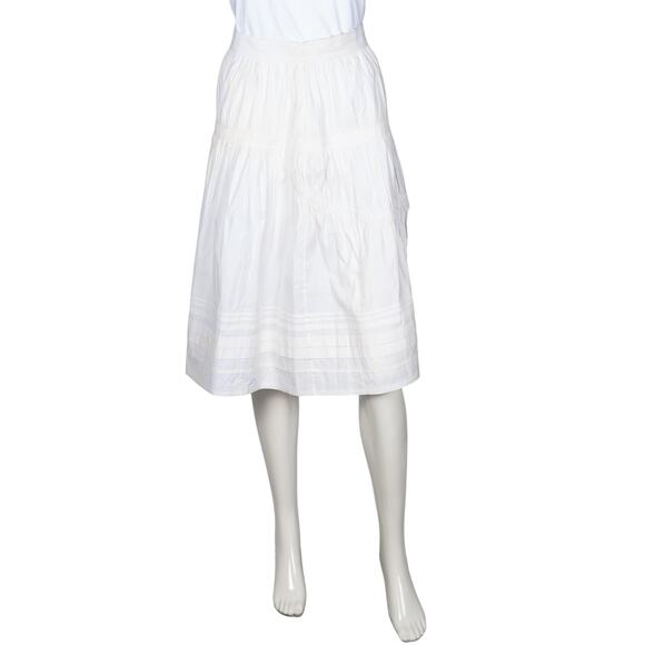 Prada Dresses & Skirts - PRADA White Tiered Pleated Midi Skirt Size M